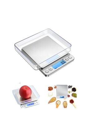Dijital Hassas Tartı 3 kg Kapasite, 0.1 gr Hassasiyet Hazneli Mutfak ve Kuyumcu Terazisi Image 0