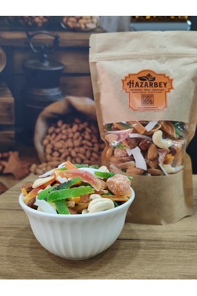 Tropik Çiğ Kuruyemiş Karışımı (Badem,Fındık,Kaju,Hindistan Cevizi, Kumkat,Kivi, Papaya, Mango) 250 g Image 0