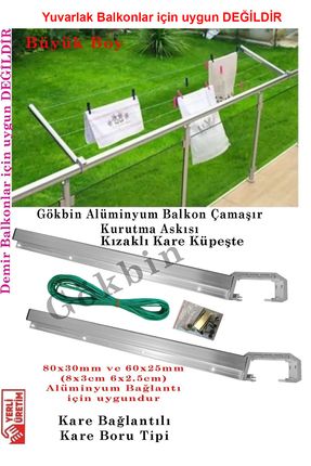 Alüminyum Balkon Çamaşır Kurutmalık Askısı Kare Küpeşte Çamaşırlık Kızaklı Image 0