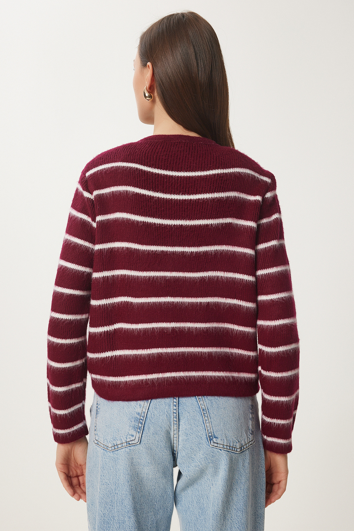 ژاکت بافتنی راه راه دکمه دار طلایی CLARET BONE LPF0003