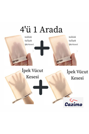 Kelebek Kese 4’lü Doğal İpek Set – 2 Adet İpek Vücut Kesesi + 2 Adet İpek Yüz Kesesi Image 0