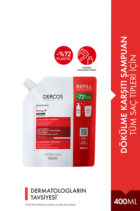 Dercos Energising Saç Dökülmesine Karşı Şampuan, Yeniden Dolum Paketi 400 ml Image 0