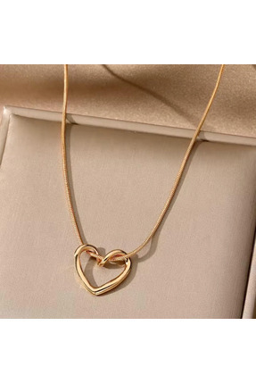 Çelik kolye gold kalp figürlü Image 0