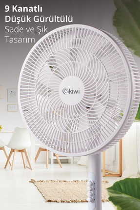 Kfan-7627 Salınım Fonksiyonlu Ultra Sessiz Stand Vantilatör 9 Kanatlı 50W Image 3
