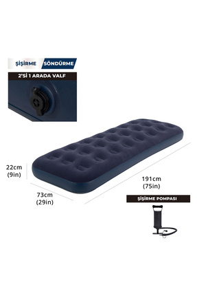 Terravıta-avenli Tek Kişilik Şişme Yatak Pompa 191x73x22 Cm 100 Kg Taşıma Kapasiteli 24040 Image 0