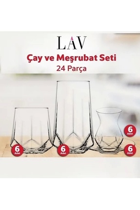 Çay Ve Su Meşrubat Bardağı Seti Takımı - 24 Parça Image 0