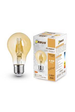 A60 Led Filament Ampul 4.8w Amber Cam 2700k Sarı Işık 540 Lümen Image 0