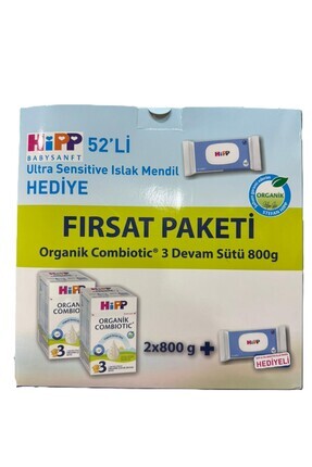 3 Organik Devam Sütü Combiotic 800grx2 Adet (ISLAK MENDİL HEDİYE) Image 0