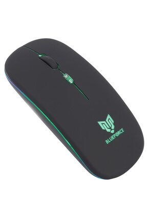 2,4ghz Bluetooth Wireless Kablosuz Sessiz Mouse Siyah Işıklı Image 0
