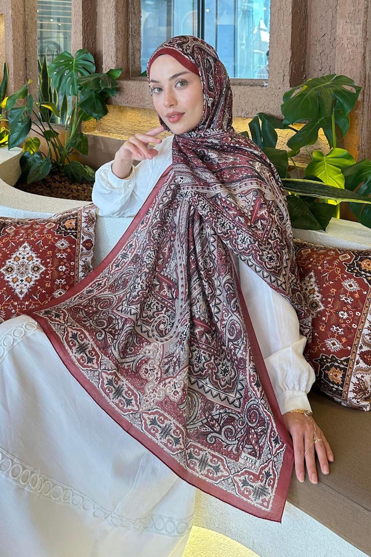 مدل رترو شال نخی کلارت قرمز