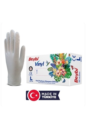 Vinil Pudrasız Muayene Eldiveni L Beden 100'lük Kutu Image 0