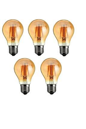 A60 5li Led Filament Ampul 4.8w Amber Cam 2700k Sarı Işık 540 Lümen Image 0