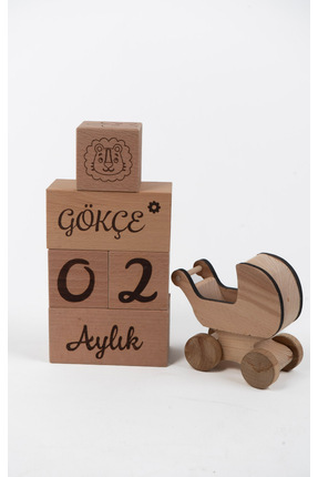 Kişiye Özel Bebek Arabalı Ahşap Şık Set Image 0