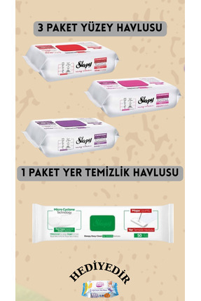 Yüzey Temizlik Havlusu Kiraz Çiçeği-Lilyum-Orkide 300 yaprak Mop Uyumlu 1 Paket 50 Yaprak Image 0