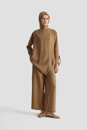 ARMİNE TREND Salaş Kesim Pantolonlu İkili Takım-Camel 25YT6140 Image 0