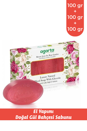 El Yapımı Doğal Gül Bahçesi El Sabunu 3*100 gr Image 0