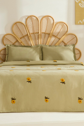 Sunflower %100 Pamuk Müslin Çift Kişilik Pike Takımı Adaçayı Image 0