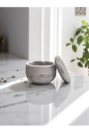 Küçük Kapaklı Beton Saklama Kabı & Mumluk Dekoratif Çok Amaçlı Kutu Image 0