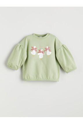 LCW baby Bisiklet Yaka Kız Bebek Sweatshirt ve Tayt 2'li Image 1