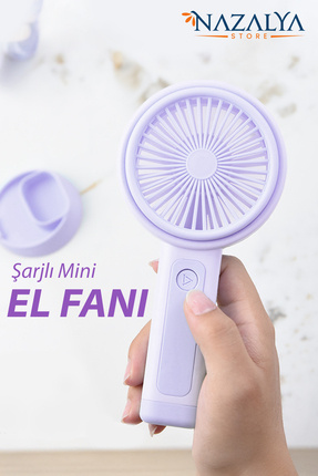 Telefon Standlı Taşınabilir El Masa Fanı - Mini Vantilatör Masaüstü Şarjlı Soğutucu Image 0