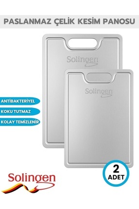 Paslanmaz Çelik Kesme Tahtası 2 Adet Antibakteriyel Yüzey Image 0