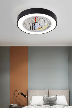 Uzaktan Kumandalı 5 Kanatlı Elit Modern Avizeli LED Tavan Vantilatörü Beyaz-Siyah Image 0