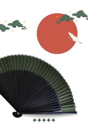 Yazın Vazgeçilmezi: Katlanabilir Japon Bambu Yelpaze + Kumaş Kılıf| Yaz Serinliği ve Estetik [Yeşil] Image 0