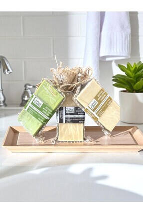 1.Kalite Saf Doğal Elyapımı AloeVera,Pirinç ve Eşek Sütlü Klasik Keseli Saç ve Vücut Sabunu 3'lü Image 0