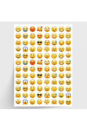 Karışık emoji, duygu ve yüz ifadesi sticker seti, 96 adet Image 0