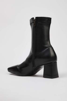 Siyah Streç Fermuarlı Kadın 7 cm Blok Topuklu Bot TAKAW26BO00002 Image 5