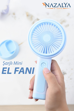 Telefon Standlı Taşınabilir El Masa Fanı - Mini Vantilatör Masaüstü Şarjlı Soğutucu Image 0