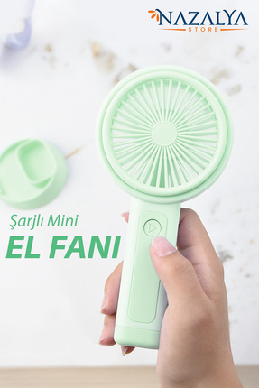 Telefon Standlı Taşınabilir El Masa Fanı - Mini Vantilatör Masaüstü Şarjlı Soğutucu Image 0