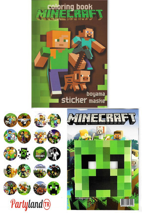 Minecraft Boyama Kitabı 3'lü (boyama , Sticker , Arka Kapak Maske ) Image 0
