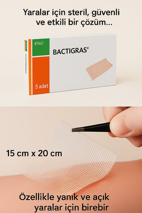 yara bandı-yanık örtüsü-Parafinli Antiseptik Tül yara,yanık Örtüsü-15cmX20cm-büyük boy(5 ADET) Image 0