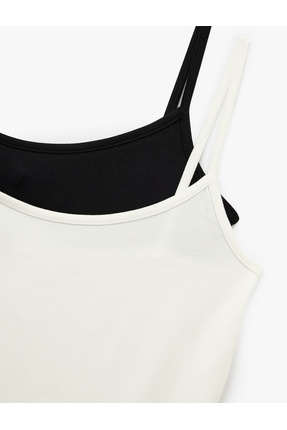 Viskon Kumaş Slim Fit 2'li İnce Askılı Atlet Image 6