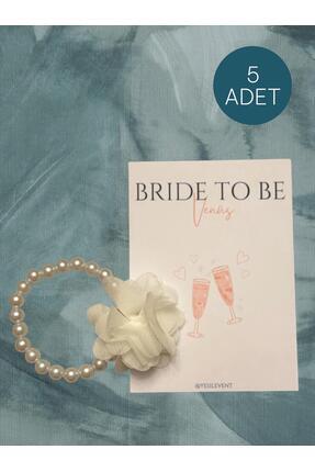 Söz & Nişan & Nikah & Bride To Be Hediyelik Tül Çiçekli İnci Bileklik ve Tasarım Kart 5 Adet 11x9 Image 0