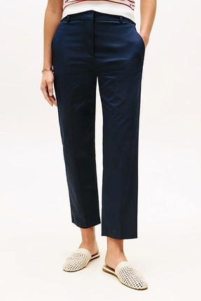 Kadın Slim Straight Fit Chino Pantolon - Lacivert Image 0