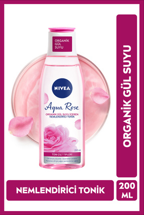 Aqua Rose Organik Gül Suyu İçeren Nemlendirici Tonik 200ml, Gözenek Arındırıcı, Hassas Cilt,Alkolsüz Image 0