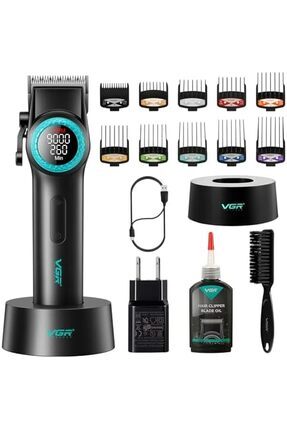 001 Profesyonel Berberler için Karbon Çelik Bıçak Saç Kesme Makinesi 9000RPM, LED Ekran Image 0