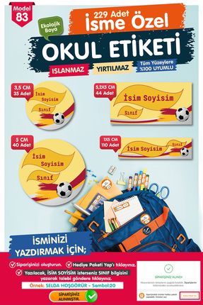Okul Etiketi Kalem Defter Etiketi Özel Isim Yazılabilen Etiket Seti - Isim Etiketi-t527-oe83 Image 0