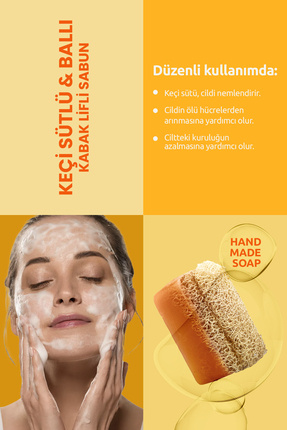 Keçi Sütlü Ve Ballı Kabak Lifli Doğal Sabun 130g Image 1