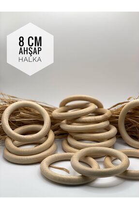 8 cm Ahşap Halka-(5 ADET)-diş Kaşıma-amigurumi-makrome Halka-aksesuar-çanta-takı Image 0