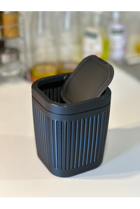 Çöp Kutusu V2 Masaüstü - Mutfak - Banyo - Açılır Kapanır - Siyah - 15CM Image 4
