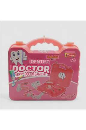 Marllow Çantalı Diş Doktoru Seti - Eğitici Öğretici Eğlenceli Diş Klinik Meslek Seti Pembe Image 0
