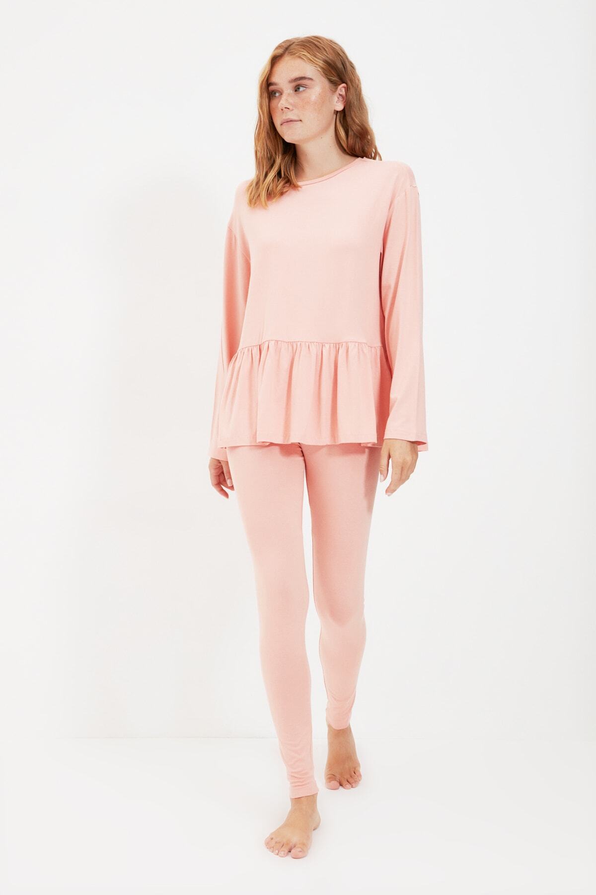 TRENDYOLMİLLA Somon Örme Pijama Takımı THMAW22PT0335