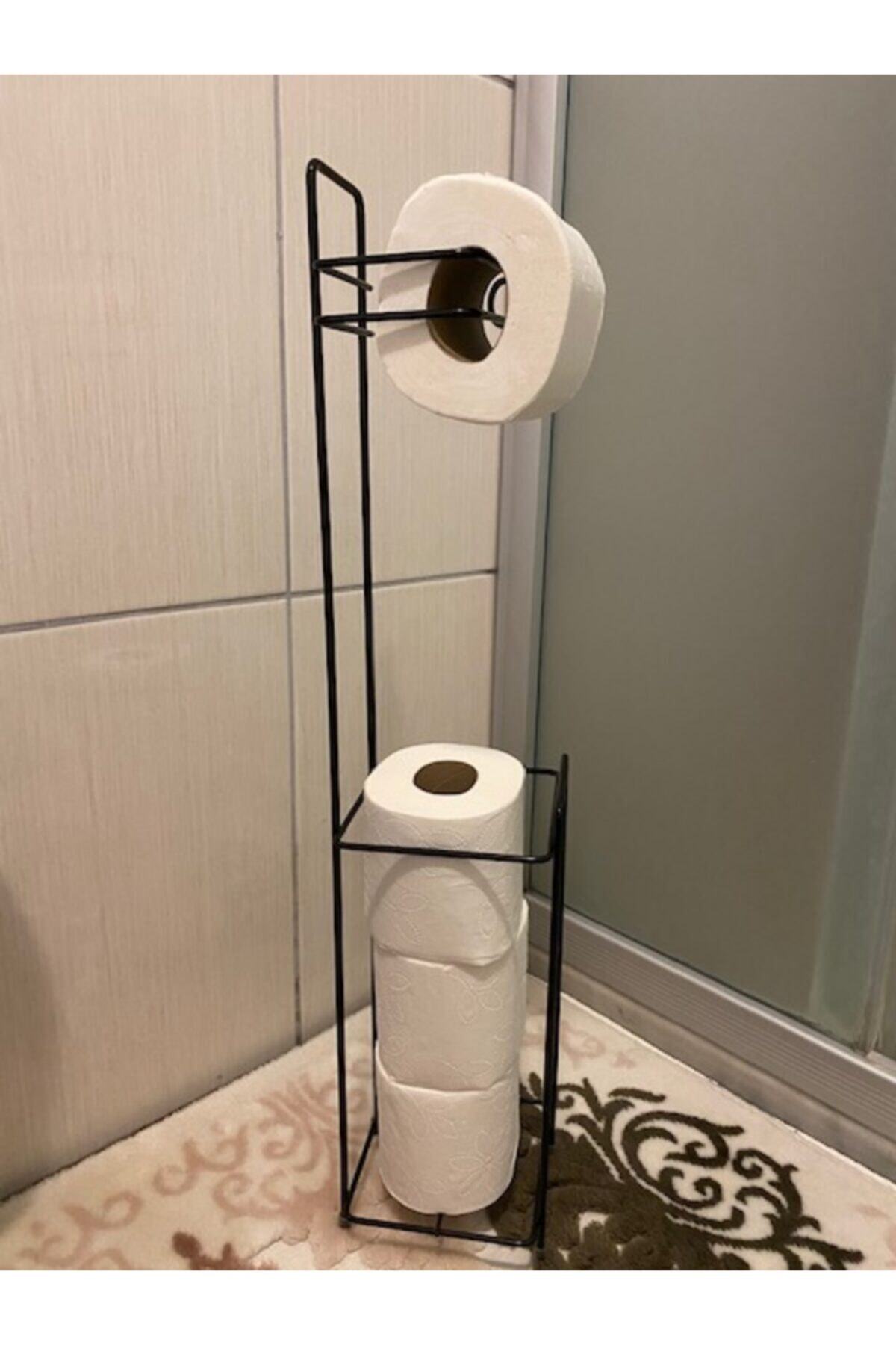 RENKYAPI Kaliteli Siyah Ayaklı Tuvalet Kağıtlığı Paslanmaz Yedekli Tuvalet Wc Banyo Tuvalet