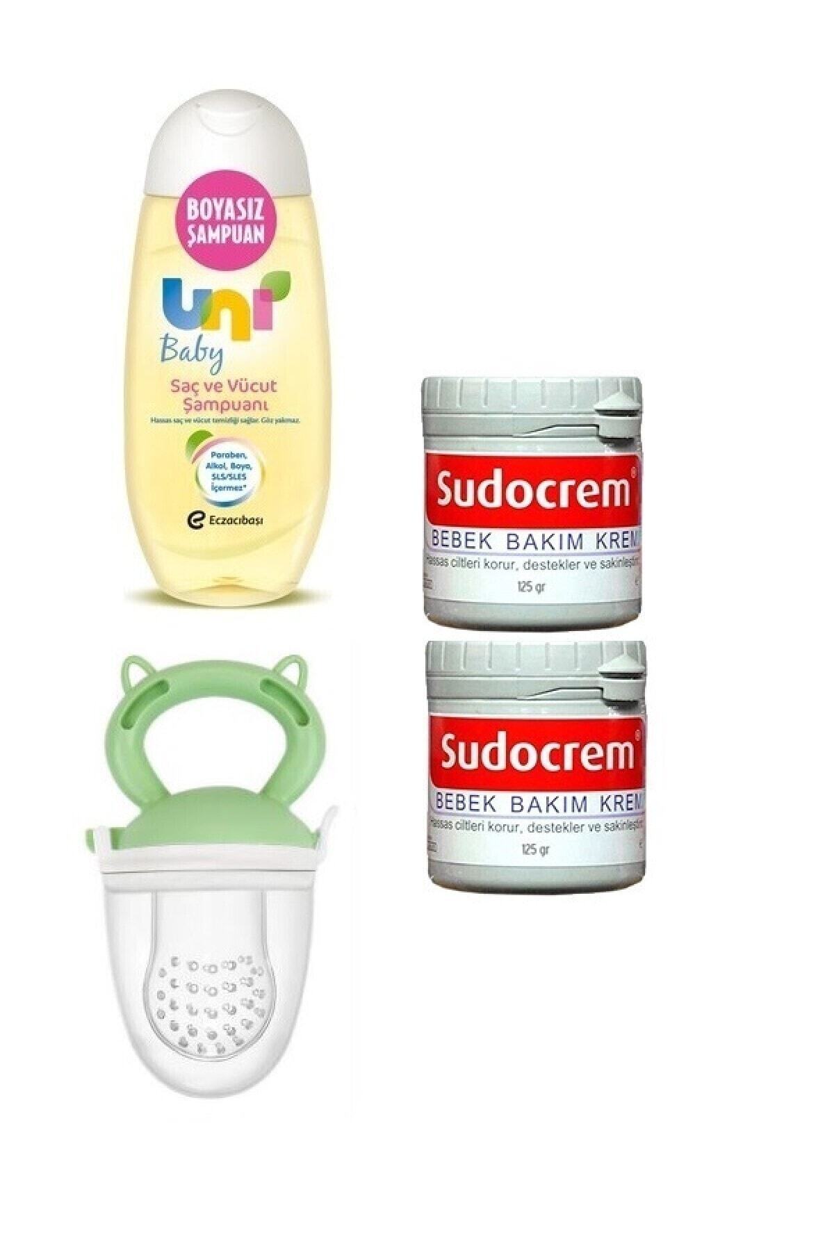Uni Baby Boyasız Saç Ve Vücut Şampuanı 200 ml+Bakım Kremi 125 gr*2+Meyve Süzgeci Yeşil