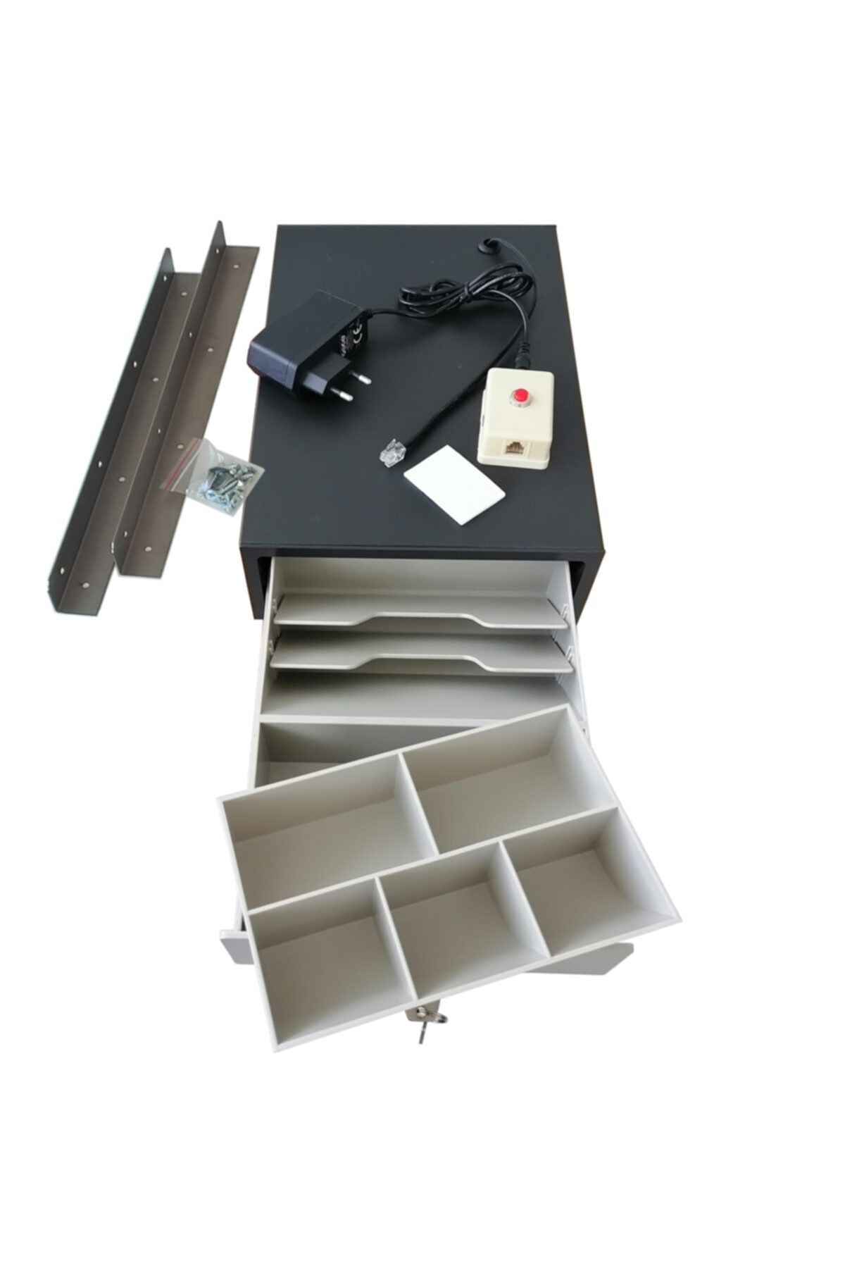 SAYPOS Butonlu Ve Askılı (takım Halinde) Metal Mini Para Çekmecesi 2 Banknot Gözlü 20,5x30x8,5cm