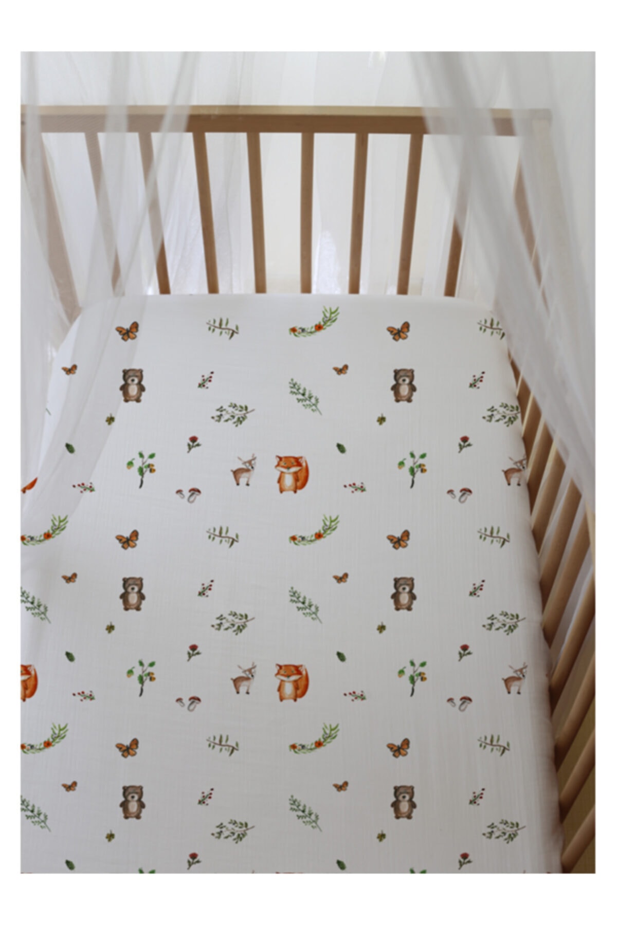 parilico Masum Tilki Ayarlanabilir Lastikli Pamuk Müslin Çarşaf 60x120 Cm