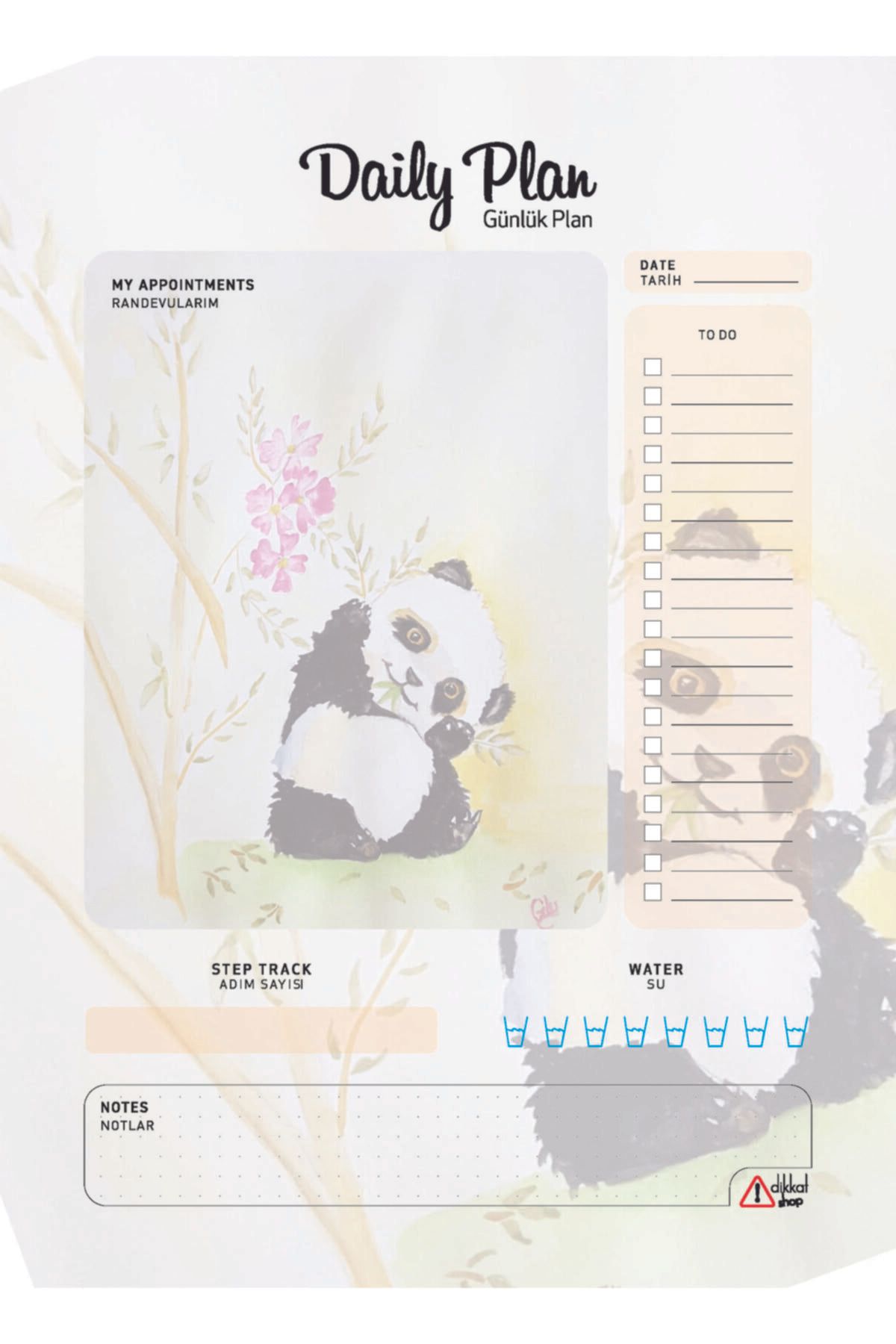 Dikkat Ajans Panda Detaylı Günlük Planlayıcı 50 Sayfa